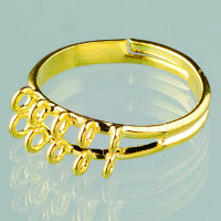Fingerring, mit 10 &Ouml;sen, verstellbar, goldfarbig, 2...