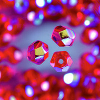 Glasfacettperlen rund irisierend rot 50 Stk.