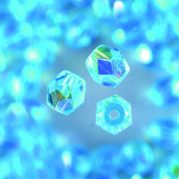 Glasfacettperlen rund irisierend aqua 50 Stk.