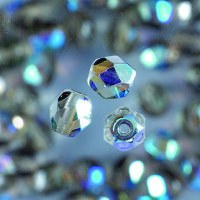 Glasfacettperlen rund irisierend grau 100 Stk.