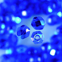 Glasfacettperlen rund irisierend blau 50 Stk.