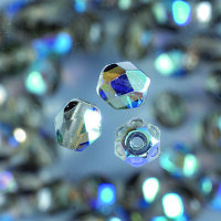 Glasfacettperlen rund irisierend grau 50 Stk.