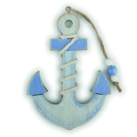Holzdeko Maritim, Anker H&auml;nger, hellblau